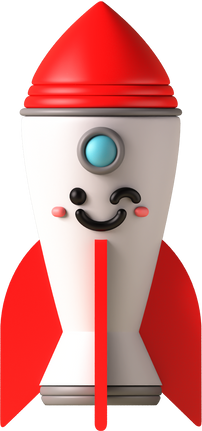 3D Winking Space Rocket Character